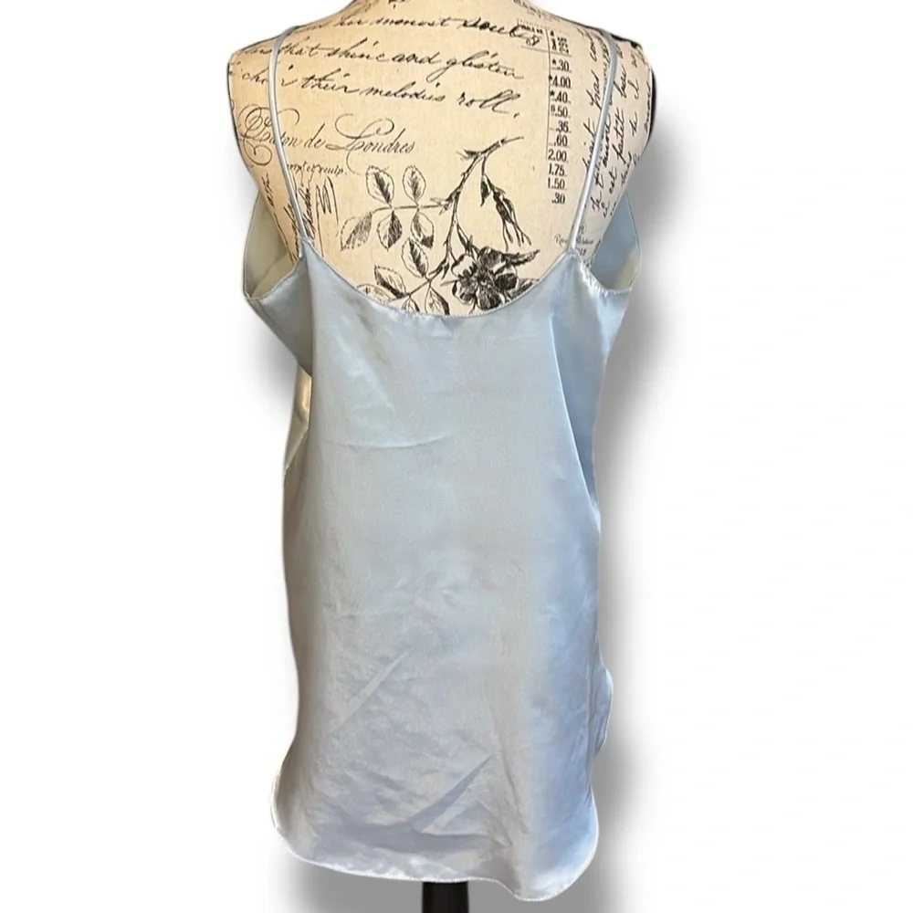 Vintage Silky Slip Chemise Spaghetti Straps Pale Blue Size M - Picture 3 of 5